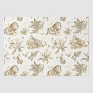 Papier Mousseline Classic Elegant Lion Tiger Toile Beige