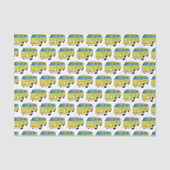Papier Mousseline Classic lime green van cartoon (Recto)