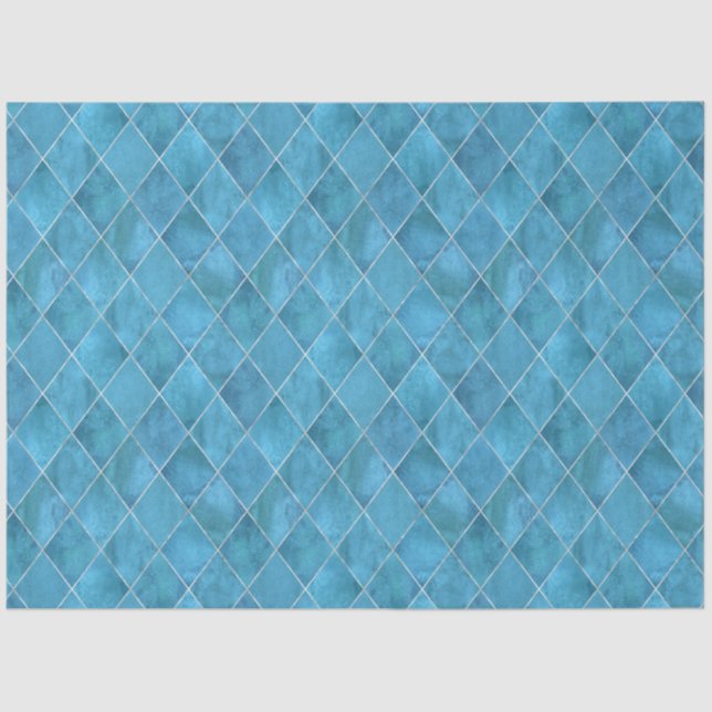 Papier Mousseline Classic Ocean Blue Velvet Jacquard Motif Luxe (Recto)