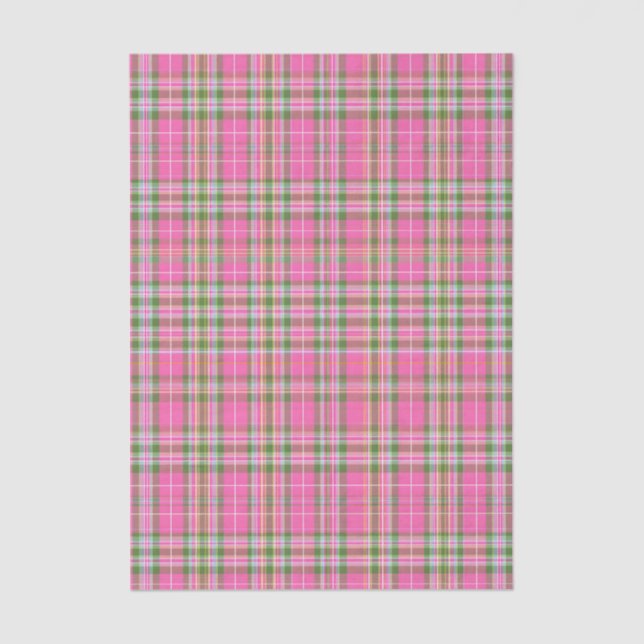Papier Mousseline Classic Pink & Green Tartan Plaid (Recto)