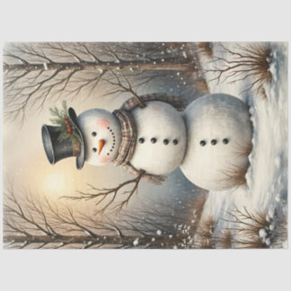 Papier Mousseline Classic Snowman in Winter | Vintage Christmas