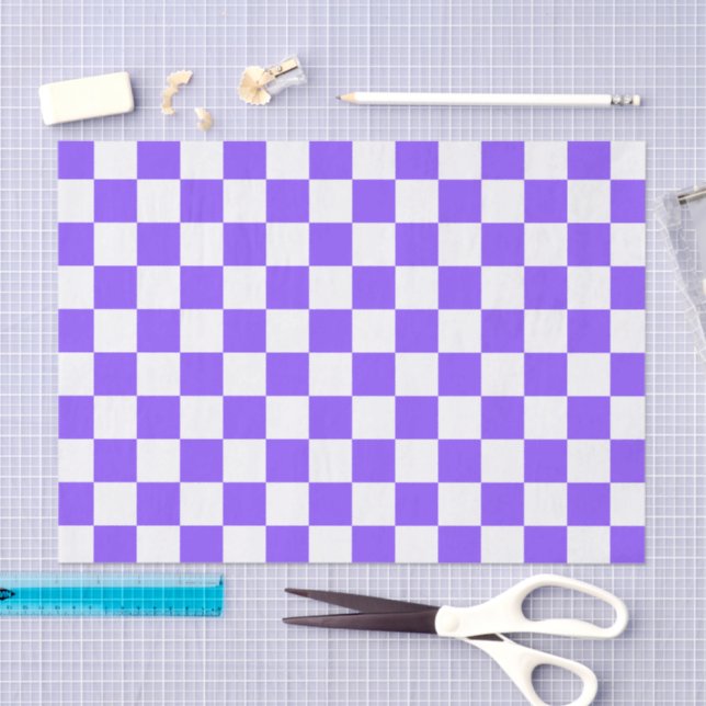 Papier Mousseline Classic visual purple checkerboard  (Artisanat)