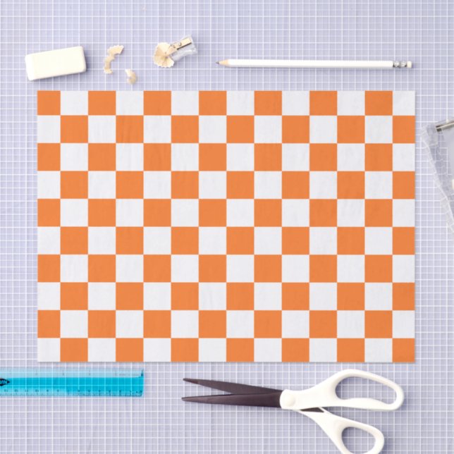 Papier Mousseline Classic visual salmon checkerboard  (Artisanat)