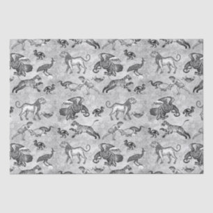 Papier Mousseline Classique Mosaïque romaine Animaux Gris