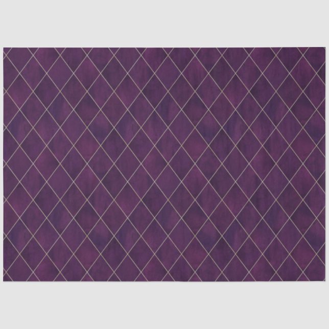 Papier Mousseline Classique motif à carreaux en velours violet foncé (Recto)