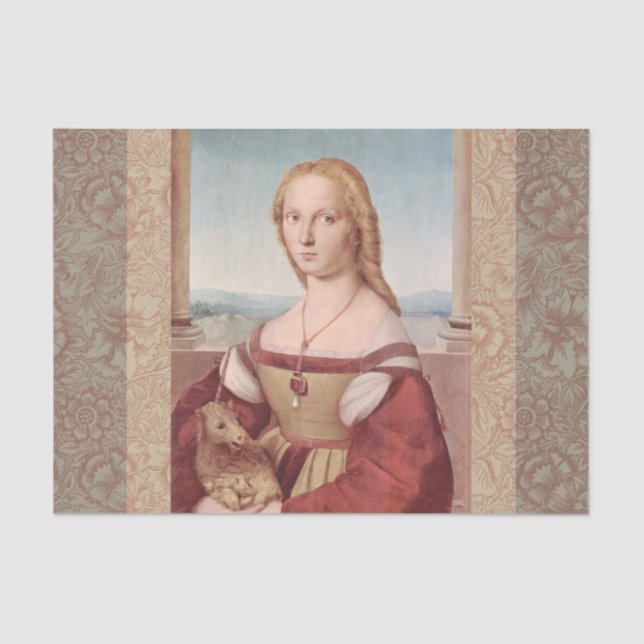 Papier Mousseline Classique Raphael Lady et Unicorn (Recto)