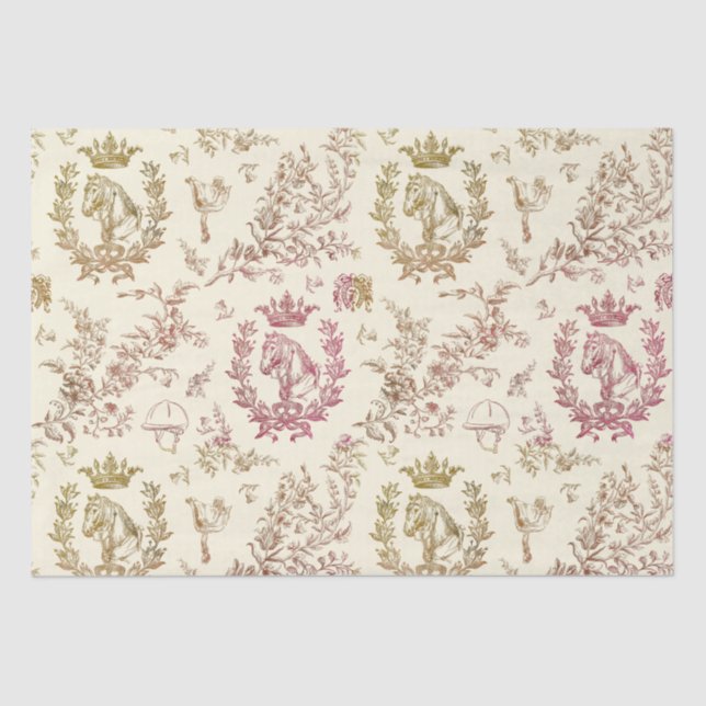 Papier Mousseline Classy Elegant Chic Pink Or Toile équestre (Recto)