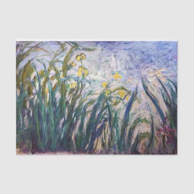 Papier Mousseline Claude Monet - Iris jaunes et violets (Recto)