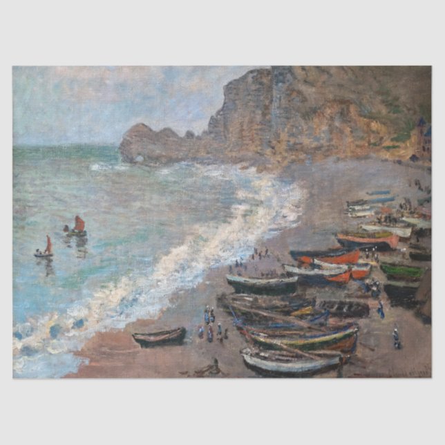 Papier Mousseline Claude Monet - La plage d'Etretat (Recto)