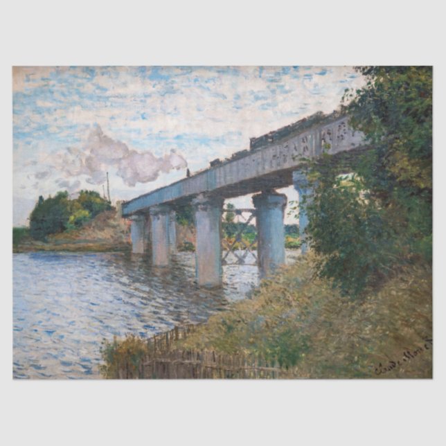 Papier Mousseline Claude Monet - Le pont ferroviaire à Argenteuil (Recto)