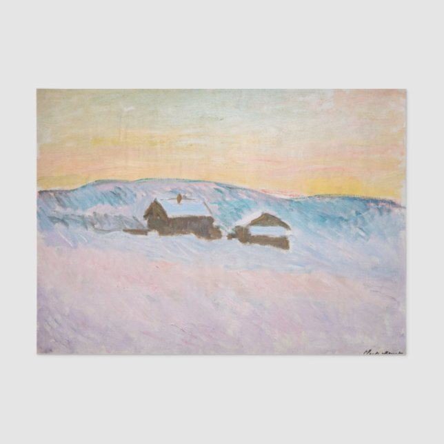 Papier Mousseline Claude Monet - Norvège Paysage, Maisons Bleues (Recto)