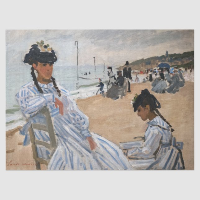 Papier Mousseline Claude Monet - Sur la plage à Trouville (Recto)