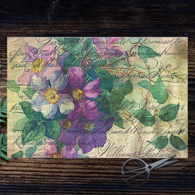 Papier Mousseline Clematis Vine écriture Vivid Ephemera Découpage (Créateur téléchargé)