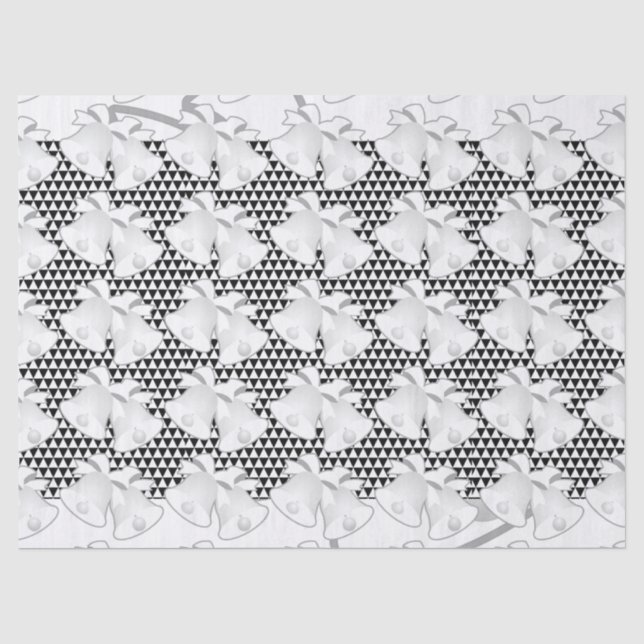 Papier Mousseline Cloches de mariage noir blanc géo (Recto)