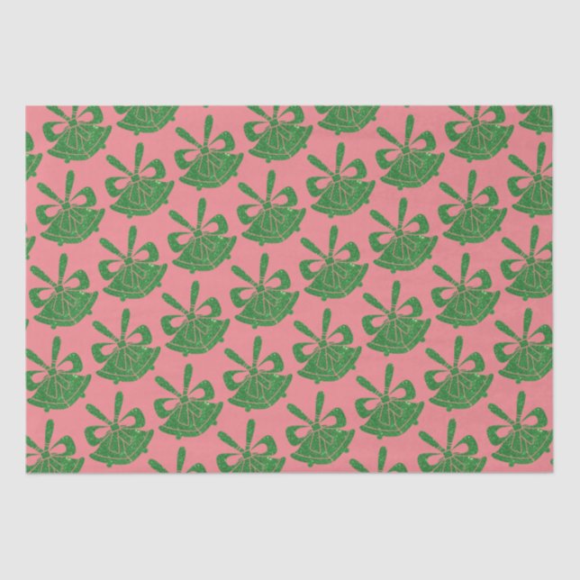 Papier Mousseline Cloches de Parties scintillant verte en vacances r (Recto)