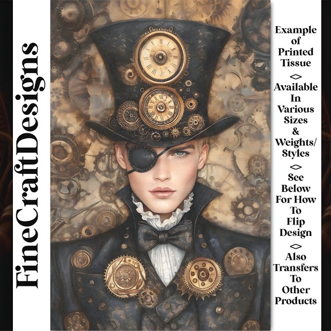 Papier Mousseline Clock Punk Steampunk Man Dans Grand Casquette AD4  (Créateur téléchargé)