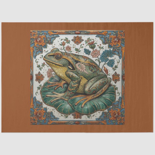 Papier Mousseline Cloisonne Frog on Lily Pad Tissue & Decoupage Pape (Recto)