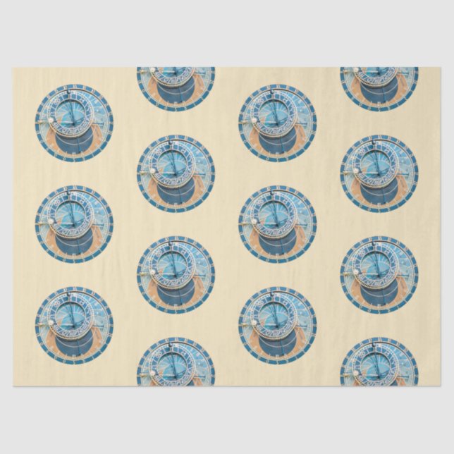 Papier Mousseline Closeup on Prague Astronomical Clock, Czech R. (Recto)