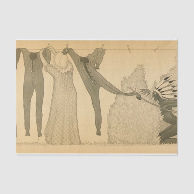 Papier Mousseline Clothesline, Savage Iowa, 1923 par Grant Wood (Recto)