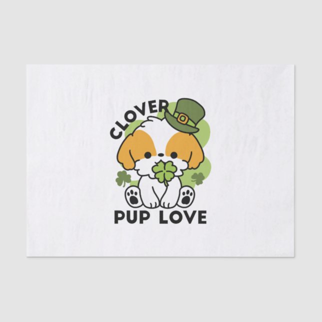Papier Mousseline Clover Pup Love - St. Patrick's Day Chien Design (Recto)