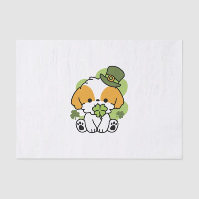 Papier Mousseline Clover Pup Love - St. Patrick's Day Chien Design (Recto)