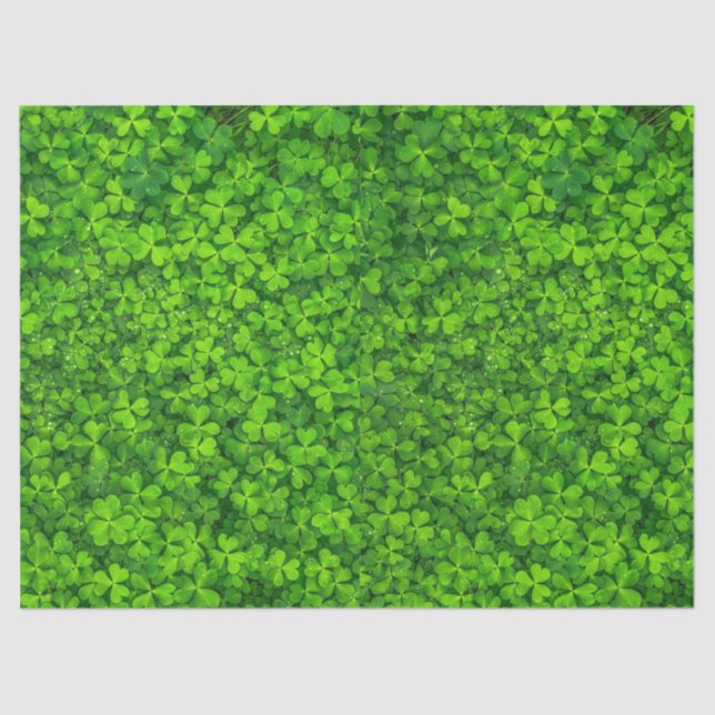 Papier Mousseline Clovers verts à feuilles avec gouttes d'eau (Recto)