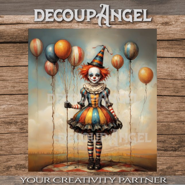 Papier Mousseline Clown bébé avec ballons - Découpage - (Créateur téléchargé)