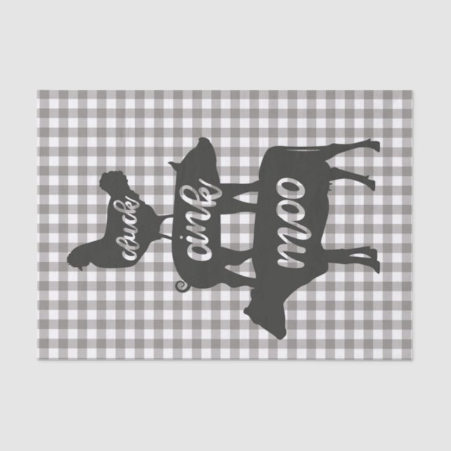 Papier Mousseline Cluck Oink Moo Chicken Cow Cow Farmhouse Pays (Recto)