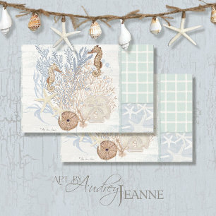 Papier Mousseline Coastal Home Décor Éstarfish Seahorse Coral Wood