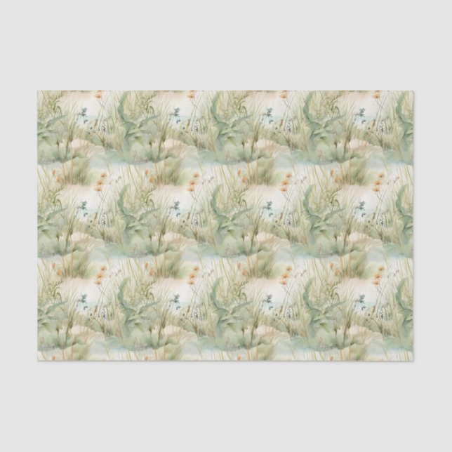 Papier Mousseline Coastal Marsh Watercolor Beach Grasses (Recto)