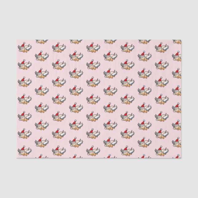 Papier Mousseline Cochon de Noël volant (Recto)