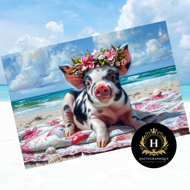 Papier Mousseline Cochon de plage natation océan découpage (Créateur téléchargé)