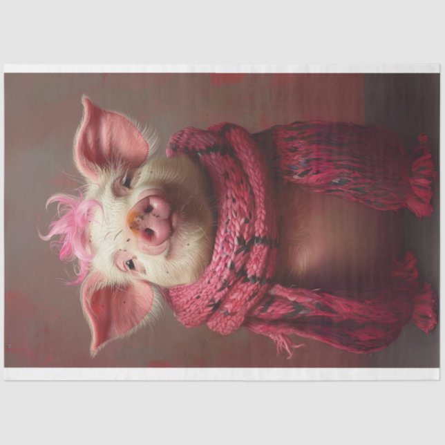 Papier Mousseline Cochon rose cheveux Rosalina Rouffes Découpage (Recto)