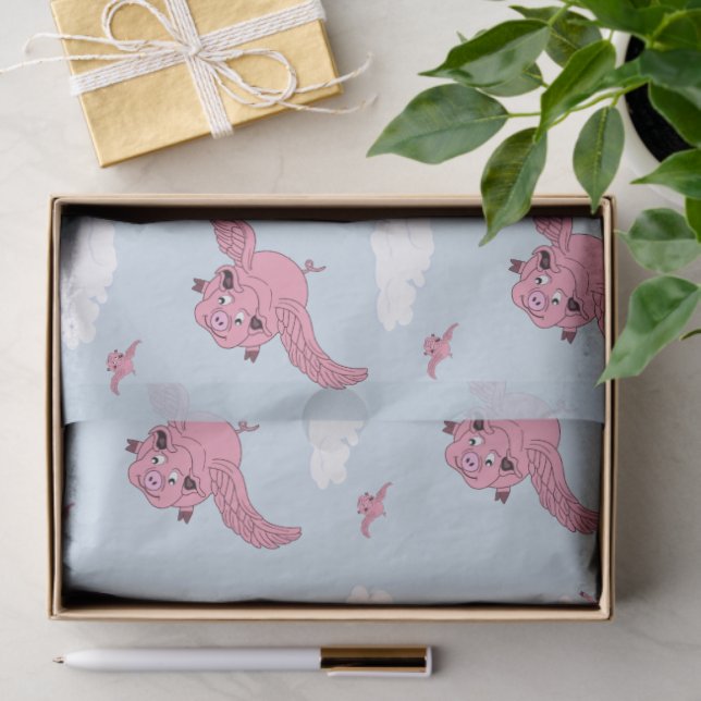 Papier Mousseline Cochons volants (Cadeau)