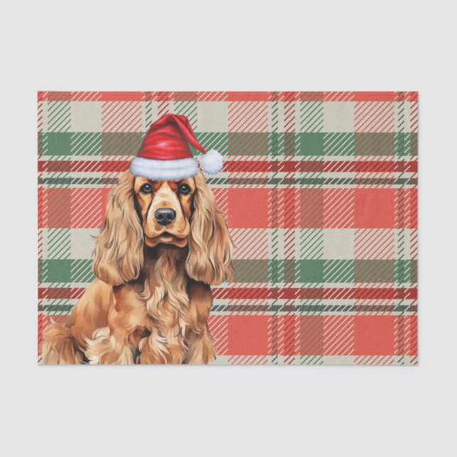Papier Mousseline Cocker rouge Plaid Spaniel Chien Noël (Recto)