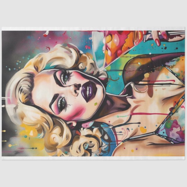 Papier Mousseline Cocktail Cuties - Découpage d'aquarelle Cosmo (Recto)