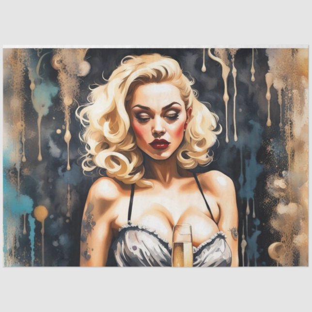 Papier Mousseline Cocktail Cuties - Papier Découpage Champagne (Recto)