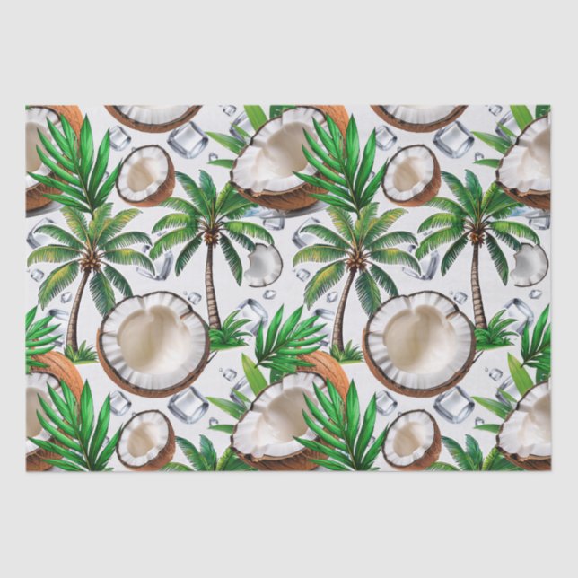 Papier Mousseline Cocotier Palm Tree Tropical Motif Design (Recto)