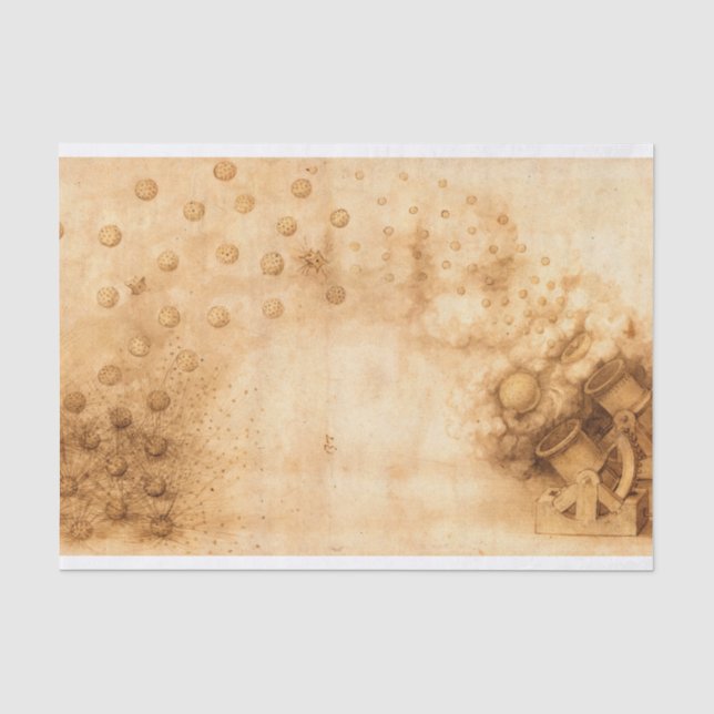 Papier Mousseline Codex Atlanticus, Canons Tirant Sur Des Bombes Exp (Recto)