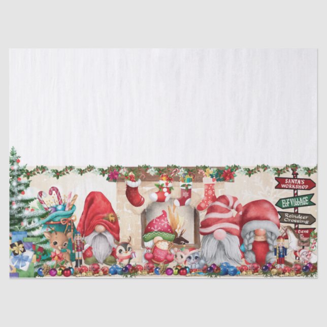 Papier Mousseline Coeur avec des Gnomes (Recto)