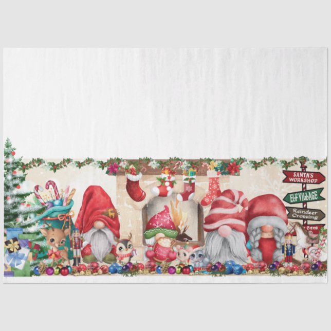 Papier Mousseline Coeur avec des Gnomes (Recto)
