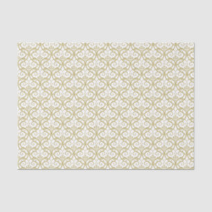 Papier Mousseline Coeur blanc et or élégant