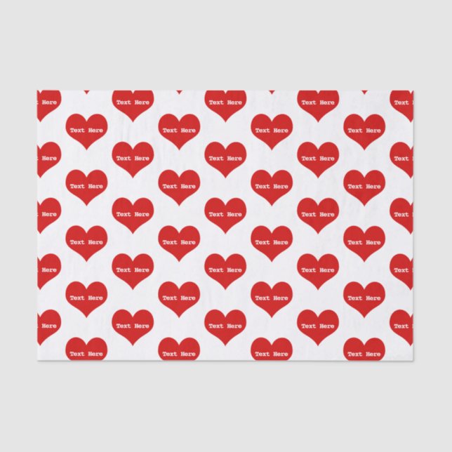 Papier Mousseline Coeur d'amour rouge personnalisé (Recto)