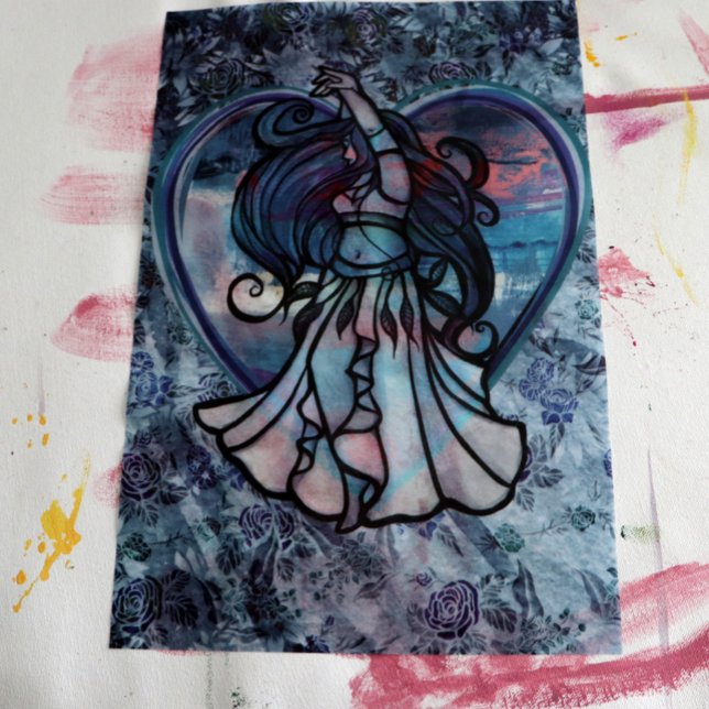 Papier Mousseline Coeur d'amour turquoise et violet danseuse du vent (Créateur téléchargé)