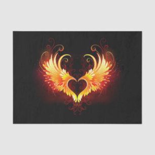 Papier Mousseline Coeur de feu ange avec ailes