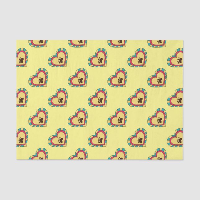 Papier Mousseline Coeur Empreinte de patte (Recto)