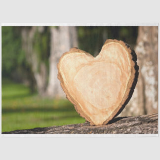 Papier Mousseline coeur en bois
