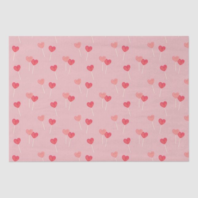 Papier Mousseline Coeur Lollipop Valentine Love Tissu Papier (Recto)