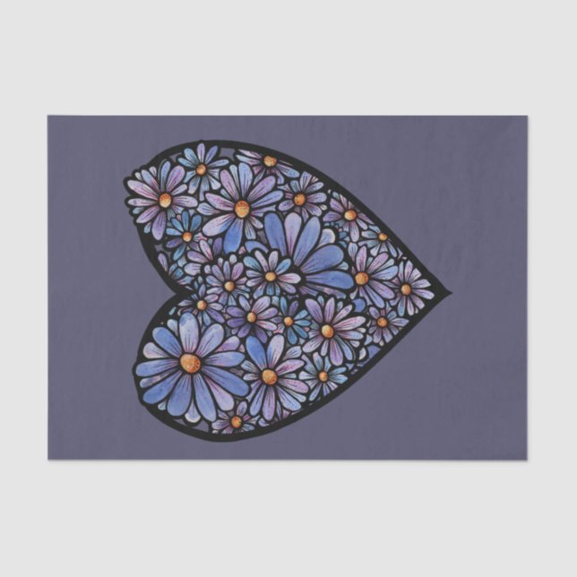 Papier Mousseline Coeur pourpre Daisy (Recto)