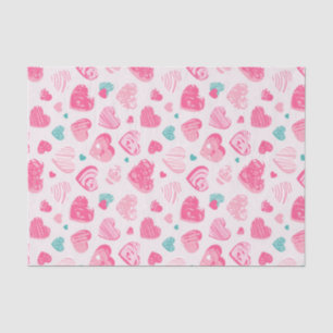 Papier Mousseline Coeur rose Doux Romantique Motif Saint Valentin